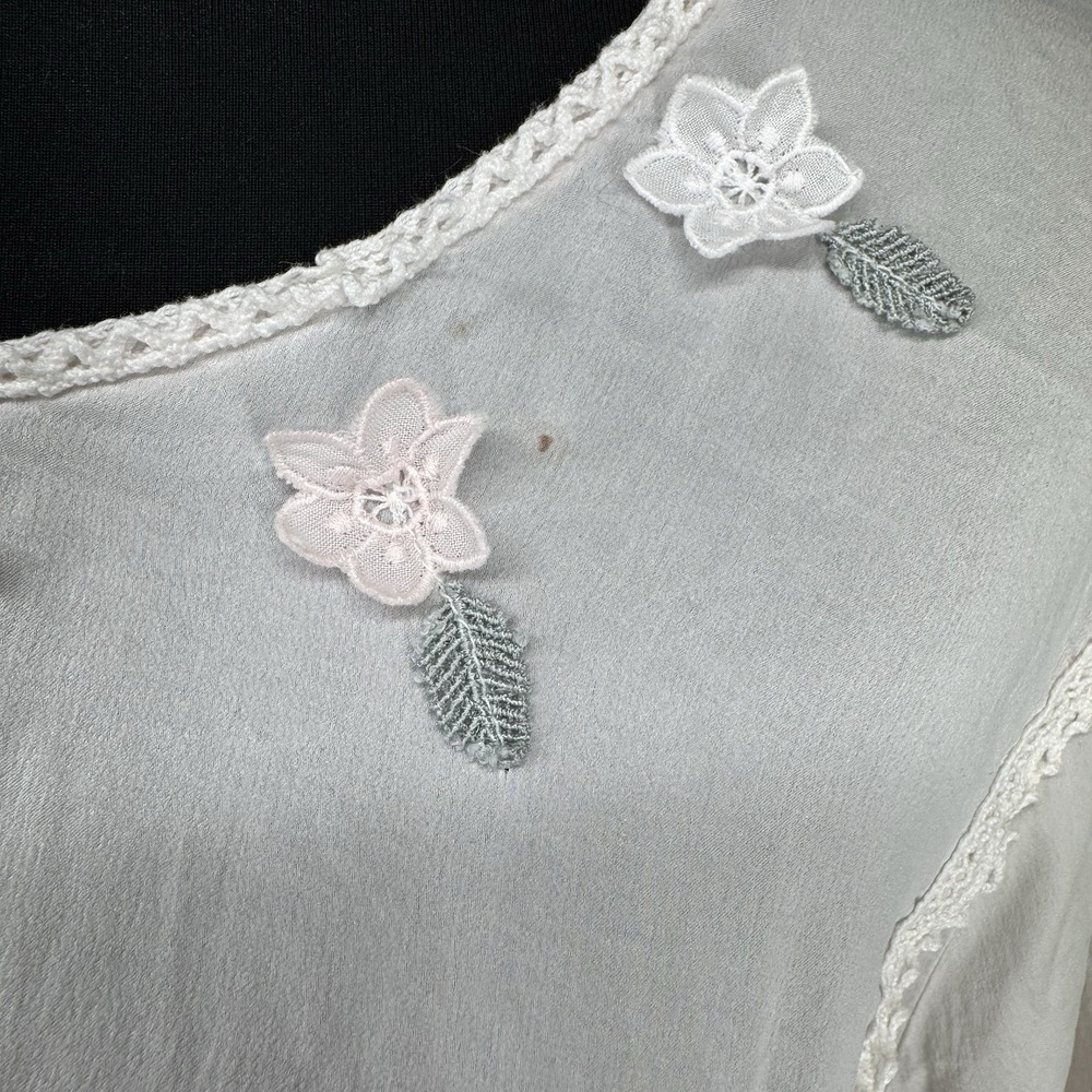 Vtg Silk Midi Dress L Cottage Prairie Romantic Regency Coquette Angel Edwardian - Picture 10 of 11
